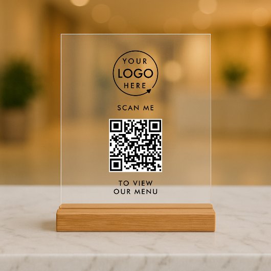 Menu QR-code | Contactloze moderne Logo Acryl Bord
