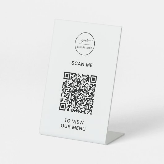 Menu QR-code | Contactloze moderne Logo Reclamebord Met Voetstuk (Voorkant)
