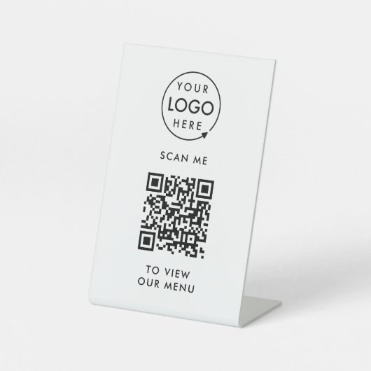 Menu QR-code | Contactloze moderne Logo Reclamebord Met Voetstuk (Voorkant)