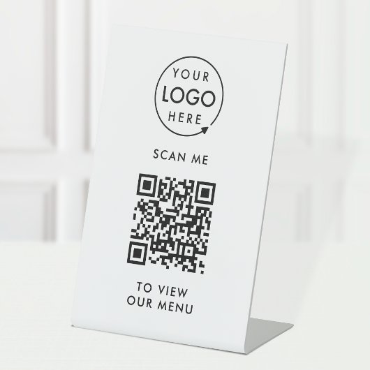Menu QR-code | Contactloze moderne Logo Reclamebord Met Voetstuk