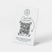 Menu QR-code | Contactloze moderne Logo Reclamebord Met Voetstuk (Voorkant)