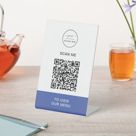 Menu QR-code | Contactloze moderne pedestal Si Reclamebord Met Voetstuk (Insitu)