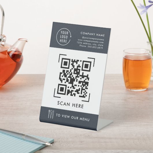 Menu QR-code | Contactloze zakelijke Logo Reclamebord Met Voetstuk (Insitu)