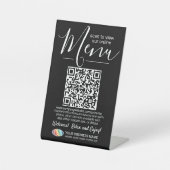 Menu QR Code Generator & Business Logo Zwart Reclamebord Met Voetstuk (Voorkant)