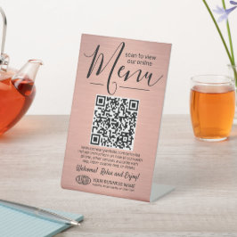 Menu QR Code Generator & Logo Brushed Pink Color Reclamebord Met Voetstuk