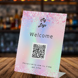 menu QR-code holografisch restaurant diner Reclamebord Met Voetstuk