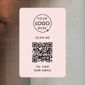 Menu QR-code | Logo Blush roze contactloze moderne Raamsticker