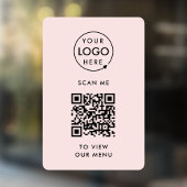 Menu QR-code | Logo Blush roze contactloze moderne Raamsticker