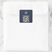Menu QR-code | Logo Navy Blue Contactloos Modern Vierkante Sticker (Tas)