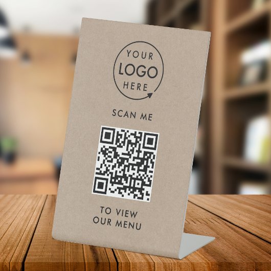 Menu QR-code | Logo Rustige Kraft Contactloos Reclamebord Met Voetstuk