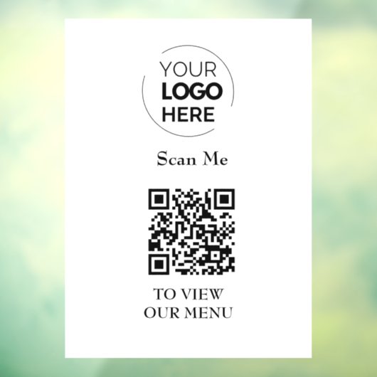 Menu QR-code | Logo Wit Contactloos Modern Raamsticker (Vel 3)