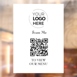 Menu QR-code | Logo Wit Contactloos Modern Raamsticker