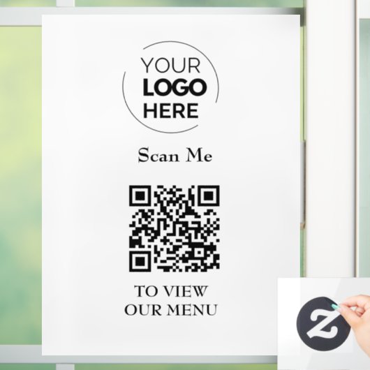 Menu QR-code | Logo Wit Contactloos Modern Raamsticker (Huis)