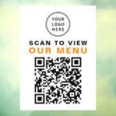 Menu QR Code Restaurant Cafe Logo Raamsticker (Vel 3)