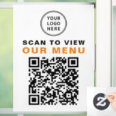 Menu QR Code Restaurant Cafe Logo Raamsticker (Huis)
