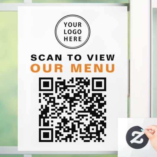 Menu QR Code Restaurant Cafe Logo Raamsticker (Huis)