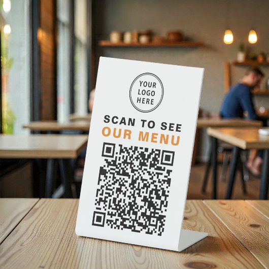 Menu QR-code Restaurant Cafe Logo Reclamebord Met Voetstuk
