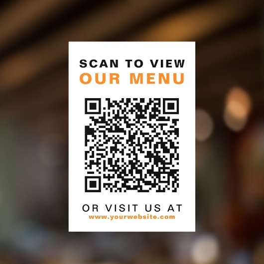 Menu QR-code Restaurant Café Raamsticker