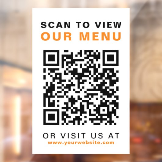Menu QR Code Restaurant Cafe Raamsticker (Vel 2)