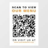 Menu QR Code Restaurant Cafe Raamsticker (Vel)