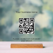 Menu qr code scan restaurant café acryl bord (Neutraal)