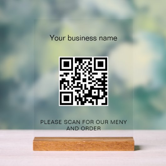 Menu qr code scan restaurant café acryl bord (Neutraal)