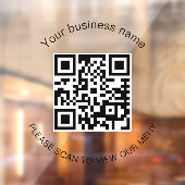 Menu qr code scan restaurant café raamsticker (Vel 2)