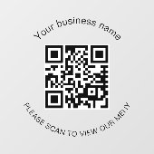 Menu qr code scan restaurant café raamsticker (Vel)