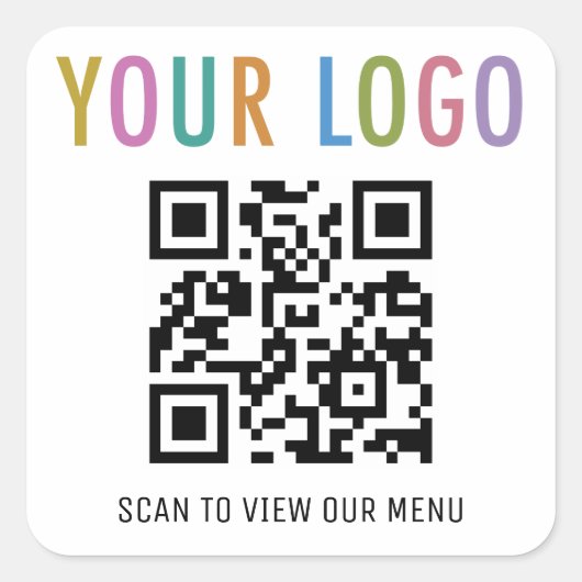 Menu QR Code Stickers met Logo Wit Vierkant