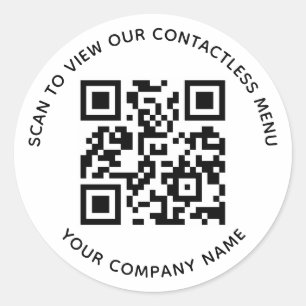 Menu QR-code Stickers Rond Bedrijfsnaam op Maat