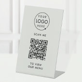 Menu QR-code | Uw Logo Grijze contactloze moderne Reclamebord Met Voetstuk