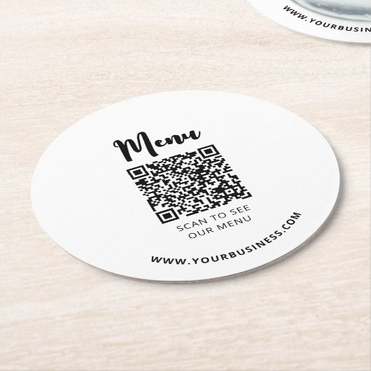 Menu QR-code voor moderne restaurants Ronde Kartonnen Onderzetter (Gebogen)