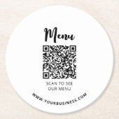 Menu QR-code voor moderne restaurants Ronde Kartonnen Onderzetter (Voorkant)