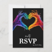 🌈❤️MENU +QR Heart of Pride wedding RSVP Kaartje (Voorkant)