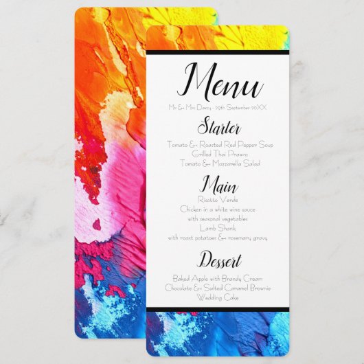 Menu Rainboogverf Kaart (Voorkant / Achterkant)
