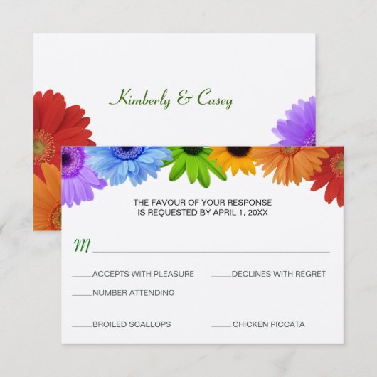 Menu Rainbow Bouquet Weddenschap (Voorkant / Achterkant)