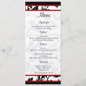 Menu Red Black White Damask Monogram (Voorkant)