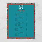 Menu Red Blauwgroen Floral Cafe Restaurant (Voorkant)