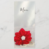Menu Red Poinsettia en Pearls Winter Wedding (Achterkant)