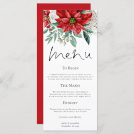 Menu Red Poinsettias Foliage kerstbruiloft