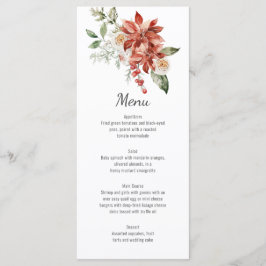 Menu Red Poinsettias Pine and Evergreen Wedding