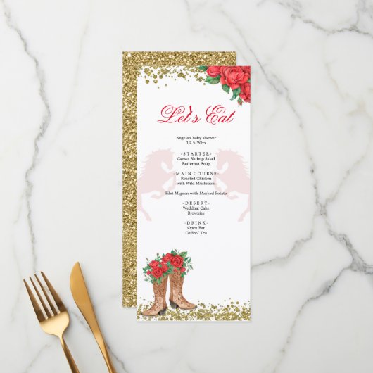 Menu Red Rose Mexican Mis Quince (Voorkant / Achterkant in situ)