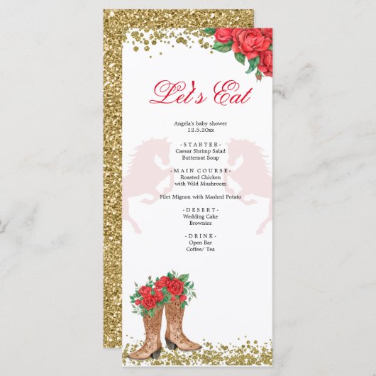 Menu Red Rose Mexican Mis Quince (Voorkant / Achterkant)