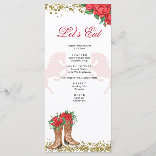 Menu Red Rose Mexican Mis Quince (Voorkant)