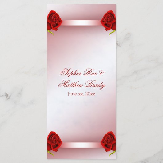 Menu Red Roses (Achterkant)