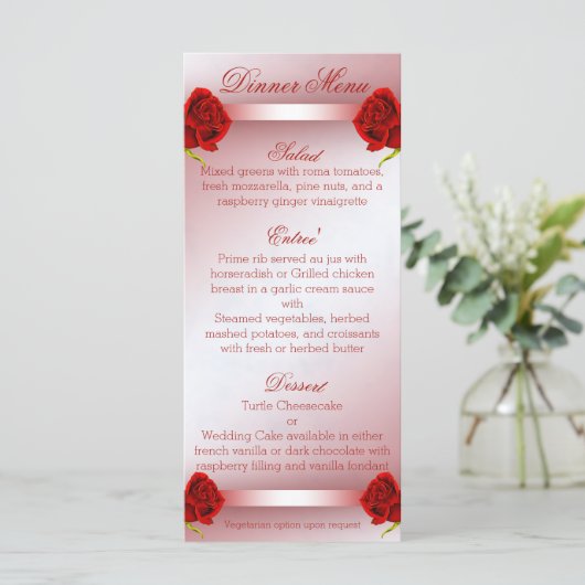 Menu Red Roses (Staand voorkant)