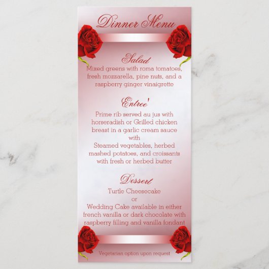 Menu Red Roses (Voorkant)