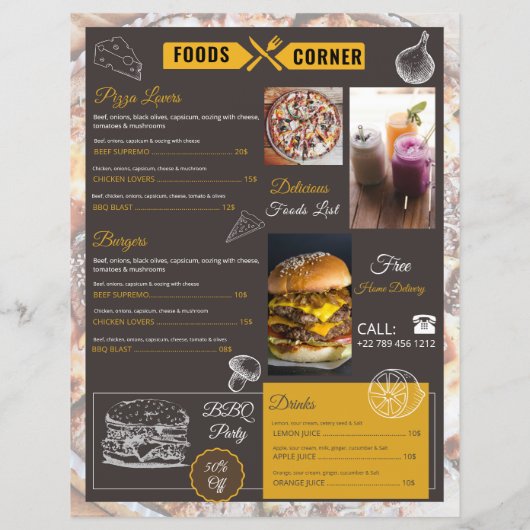 Menu Restaurant | Food Menu Flyer (Achterkant)