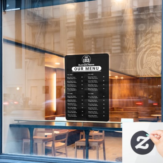 Menu Restaurant | Menu Black Logo Cafe Raamsticker (Cafe Raam)