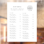 Menu Restaurant | Minimale cateringcapaciteit voor Raamsticker (Vel 2)